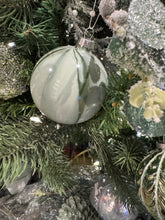 Load image into Gallery viewer, Swirling Green Glass Ball Ornament