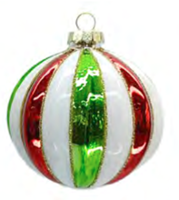 Load image into Gallery viewer, Striped Holiday Ball Ornament