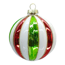 Load image into Gallery viewer, Striped Holiday Ball Ornament