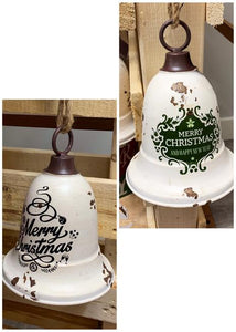 Rustic White Merry Christmas Bell