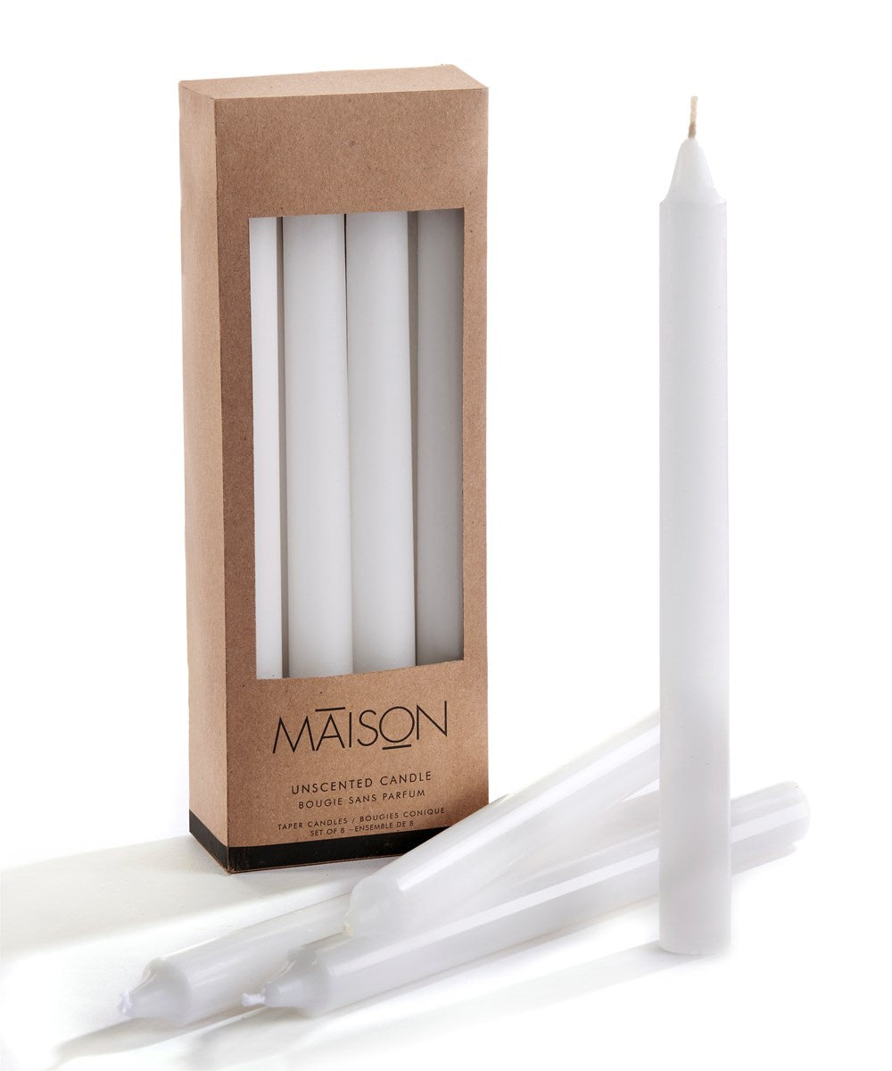 White Taper Candles (set of 8)
