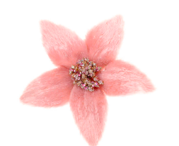 Pink Fur Poinsettia Clip