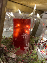 Load image into Gallery viewer, Red Glass Snowflake Design Candle Holder
