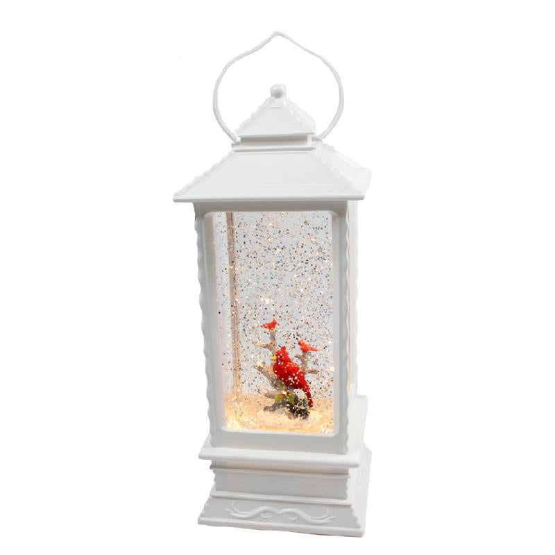 White Lantern Cardinal Snowglobe