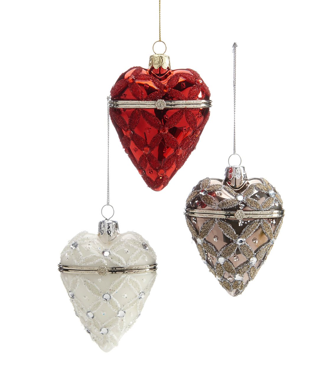 Glass Heart Gift Box Ornament