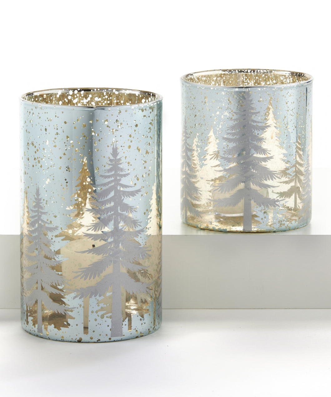 Pine Tree Glass Candle Holder