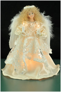 Ivory White Silver Angel Treetopper
