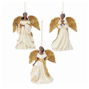 Gold & Ivory Black Angel Ornament