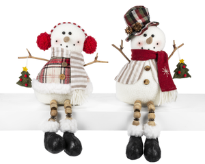 Playfully Patterned Snowman Shelf Sitter