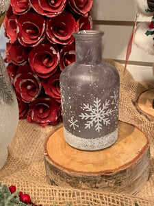 Grey Frosted Snowflake Vase