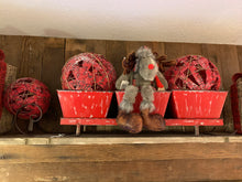 Load image into Gallery viewer, Red Scripted Burlap Ball Ornaments