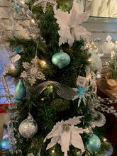 Load image into Gallery viewer, Washed Blue Ball Ornament w Snowflake Design