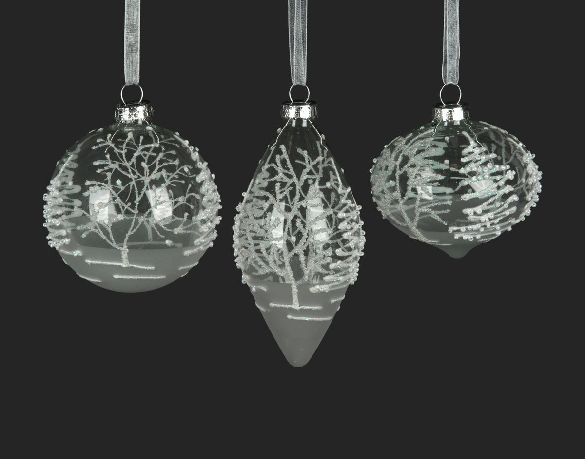 Designed Clear Glass Ball Ornament Glendas Christmas Cottage