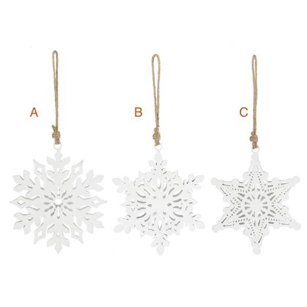 Detailed White Metal Snowflake Ornament
