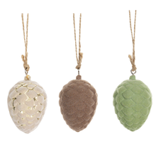 Load image into Gallery viewer, Flocked Pinecone Ornament