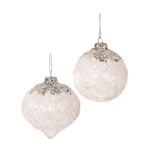 Luxurious Clear Glass Embossed Ornament