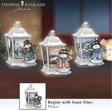 Load image into Gallery viewer, Thomas Kinkade Illuminated Snowman Lantern
