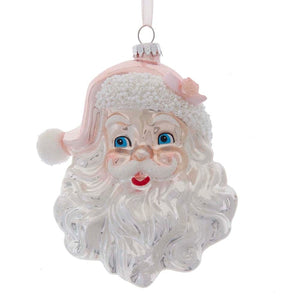 Pink Glass Santa Head Ornament