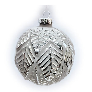 Silver Washed Glass Ball Ornament