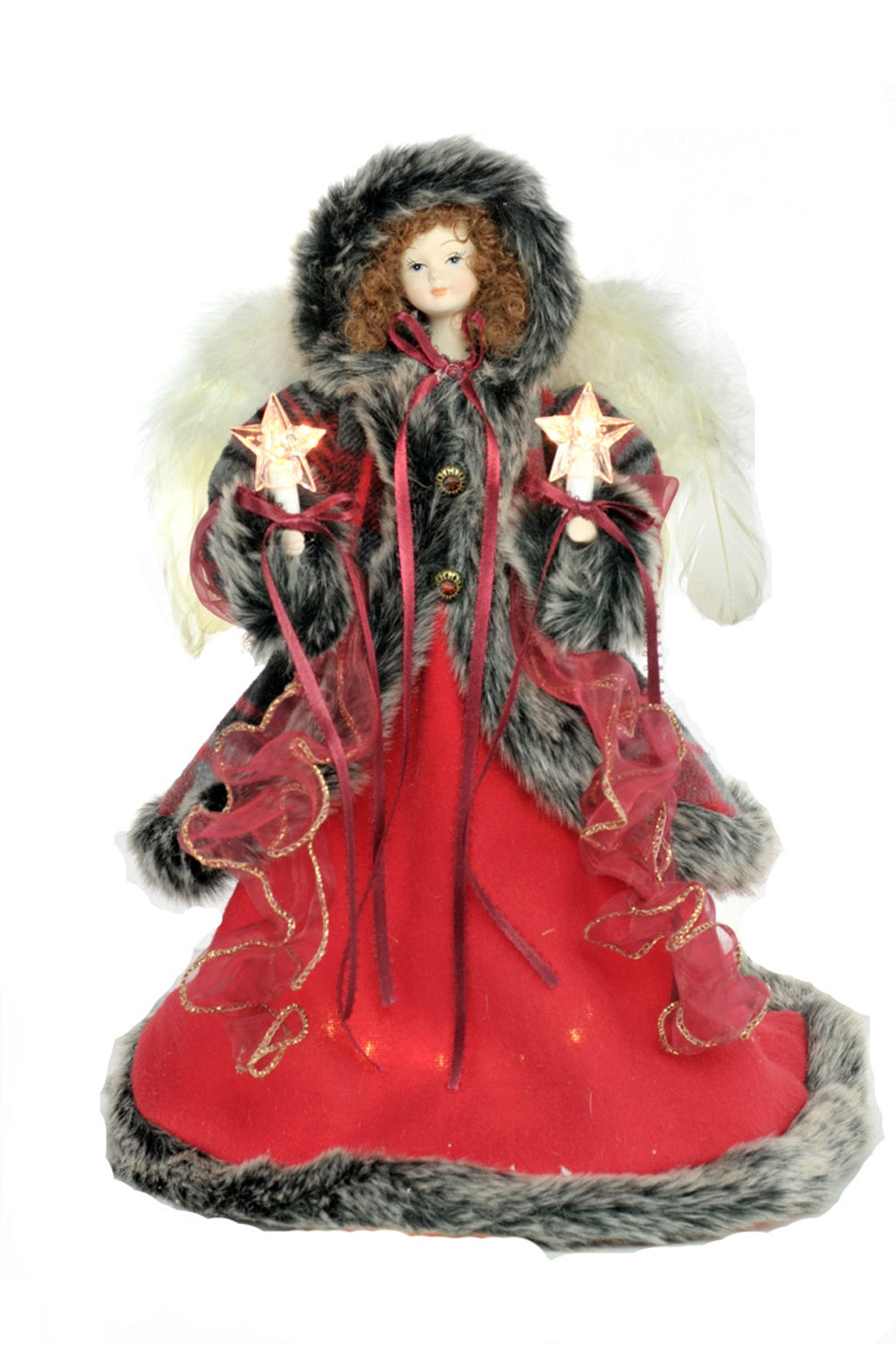 14” Red & Black  Angel Tree topper with Hood
