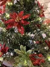 Load image into Gallery viewer, Fancy Lit Poinsettia Evergreen Tree
