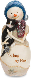 You Hug my Heart Birchheart Snowman Holding Cat