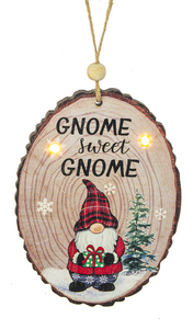 Gnome Light Up Wood Round Ornaments