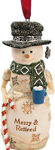Merry And Retired Birchhearts Snowman Ornament