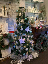 Load image into Gallery viewer, Washed Blue Ball Ornament w Snowflake Design