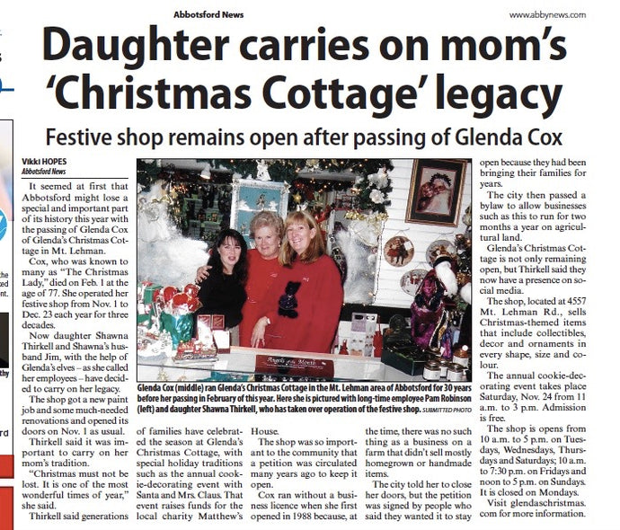 Glenda’s Christmas Cottage History