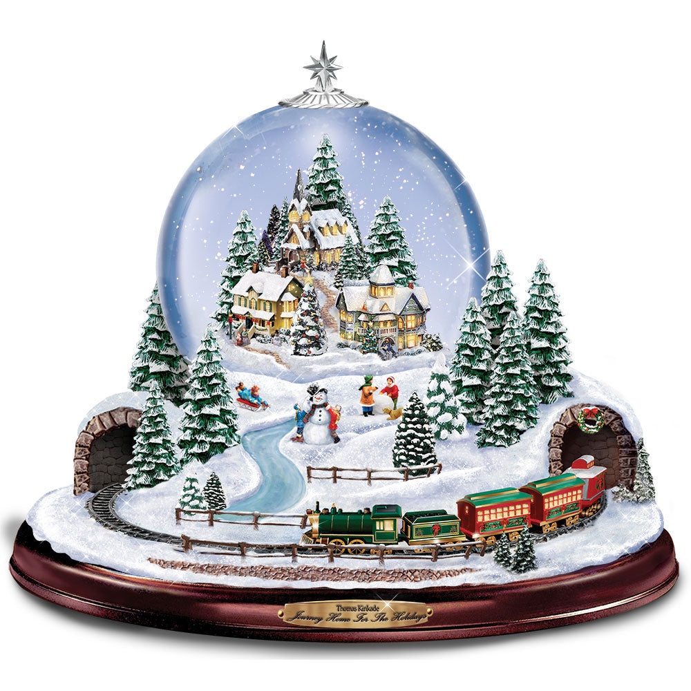 Thomas Kinkade Journey Home For The Holidays Snowglobe