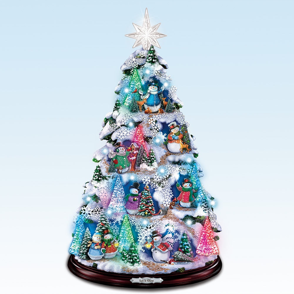 Thomas Kinkade Let It Glow Snowman Tree