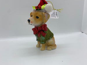 Large Dog In Festive Hat Ornament