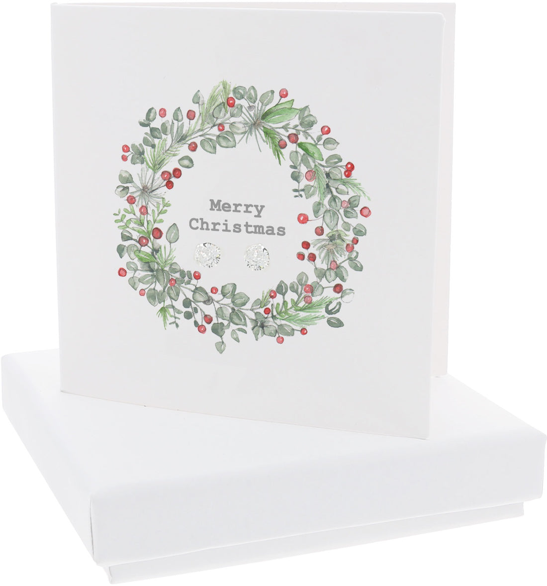 Merry Christmas Cubic Zirconia Earrings & Gift Card