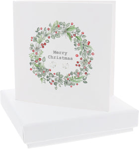 Merry Christmas Cubic Zirconia Earrings & Gift Card