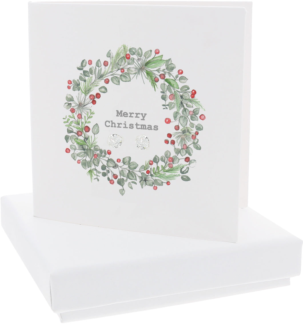 Merry Christmas Cubic Zirconia Earrings & Gift Card