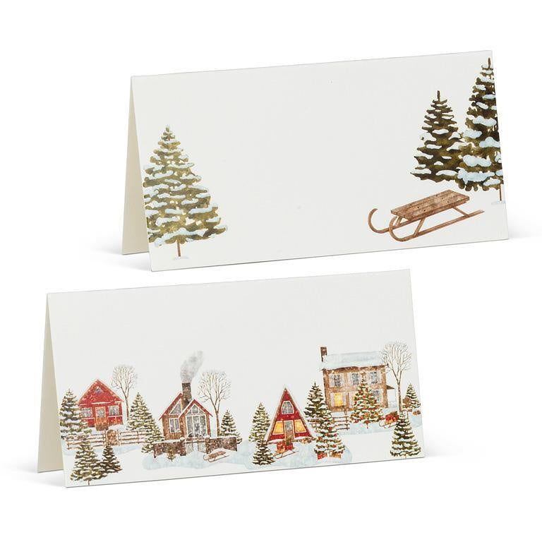 Winter Houses Folded Placecards