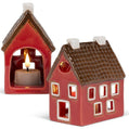 Little Red Ceramic Tealight Cabin