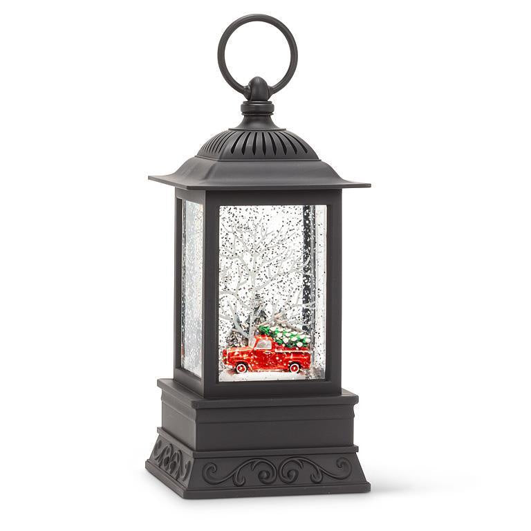Red Truck Black Lantern Snowglobe