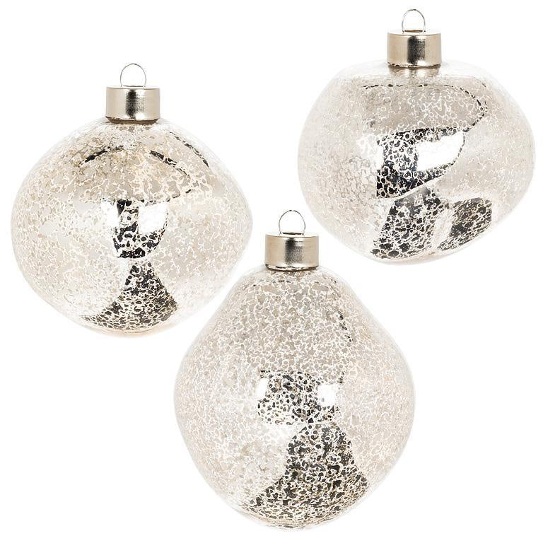 Silver Organic Shape Ball Ornament