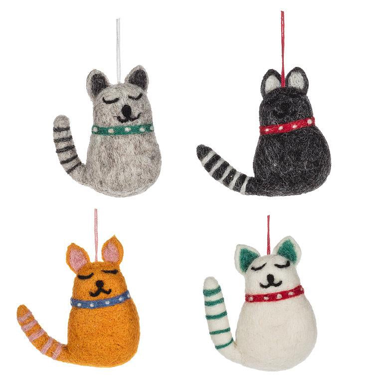 Smiling Felt Cat Ornament