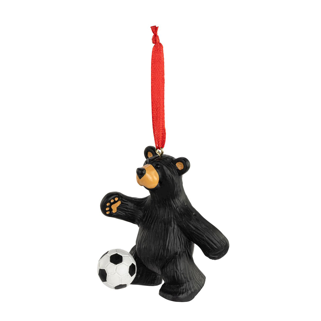 Bearfoot Bear Soccer Ornament