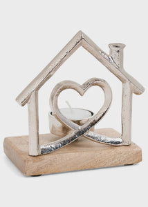 Silver Heart Candle Holder