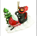 Bearfoot Bear Snowmobile Ornament