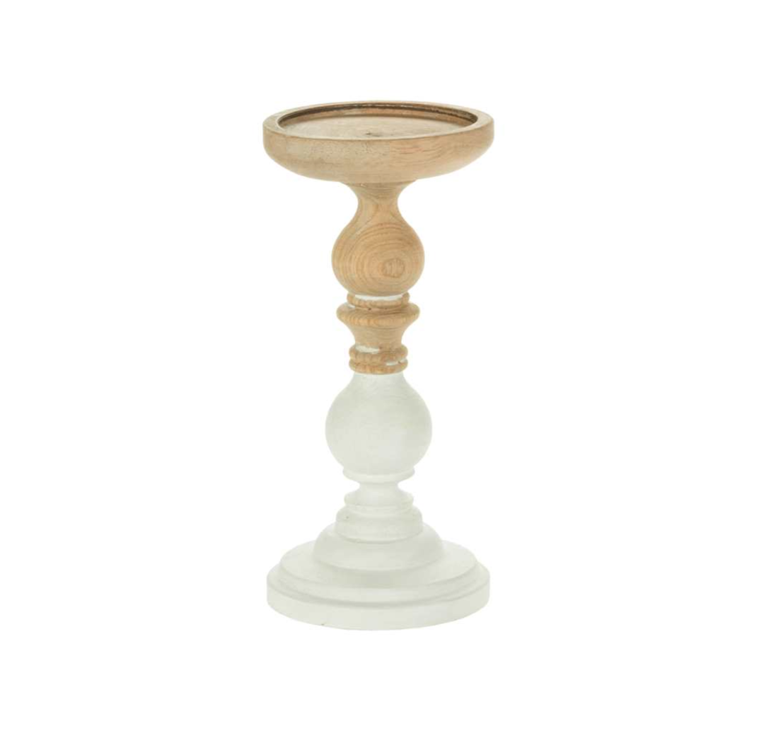 White & Brown Wooden Candlestick