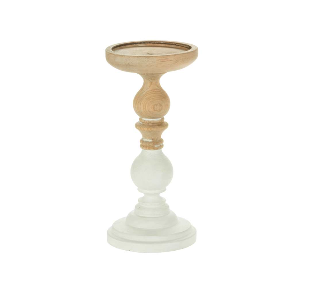 White & Brown Wooden Candlestick