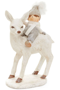 Winter Whimsy – Boy & Deer Figurine