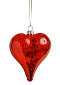 Red Mercury Glass Heart Ornament