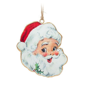 Retro Metal Santa Ornament