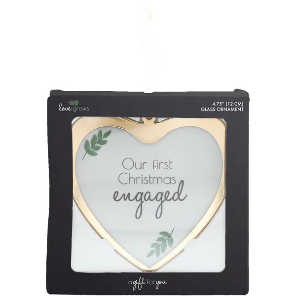 First Christmas Engaged Glass Ornament